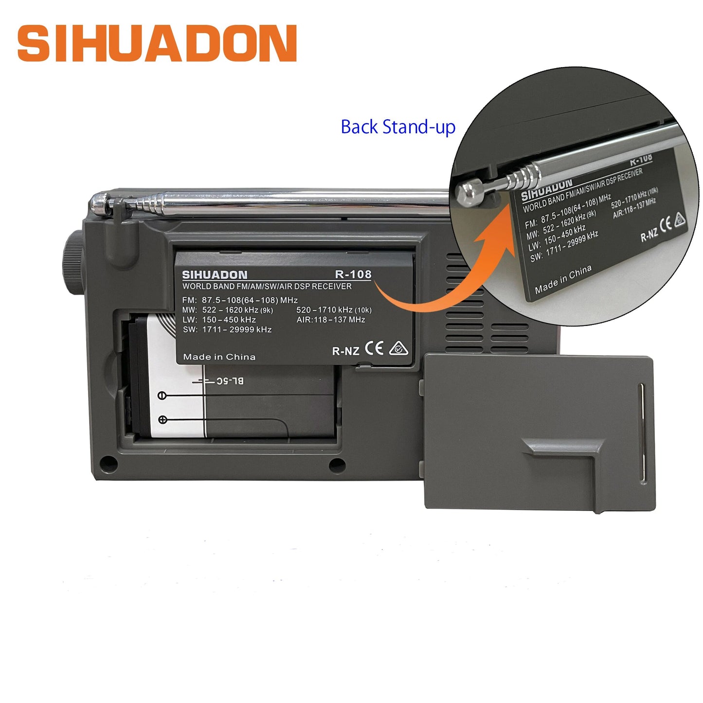 SIHUADON R-108 Radio FM Stereo Digital Portable Radio AM SW Air Radio