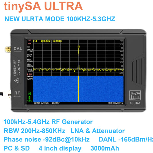 New tinySA ULTRA 100k-5.3GHz Hand held tiny Spectrum Analyzer with