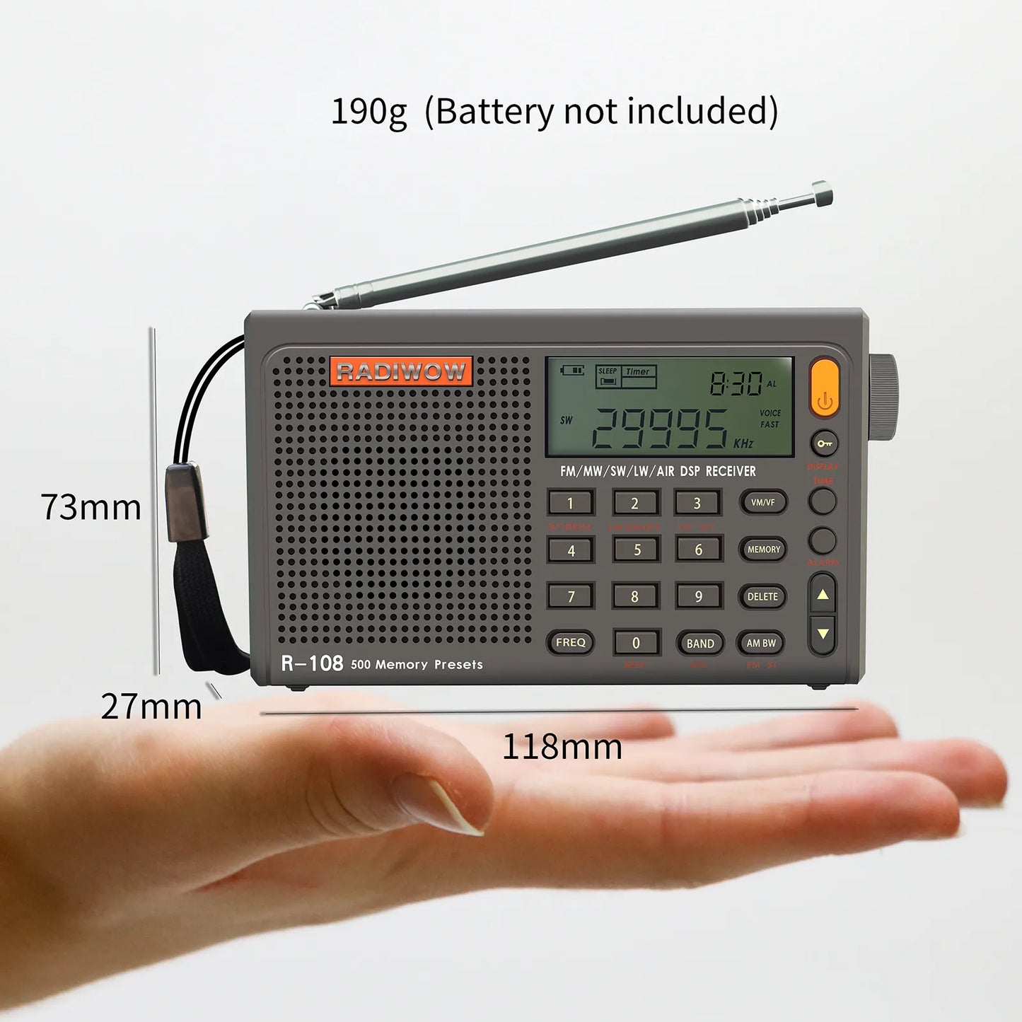 SIHUADON R-108 Radio FM Stereo Digital Portable Radio AM SW Air Radio